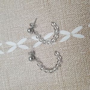 Clear Bead Hoop Earrings.